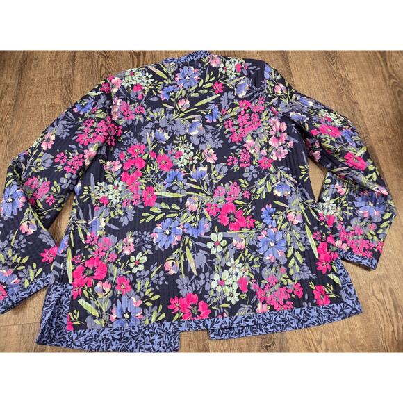 Appleseed's Limited Edition Reversible Pink Floral Quilted Jacket Women's Large - Picture 5 of 6